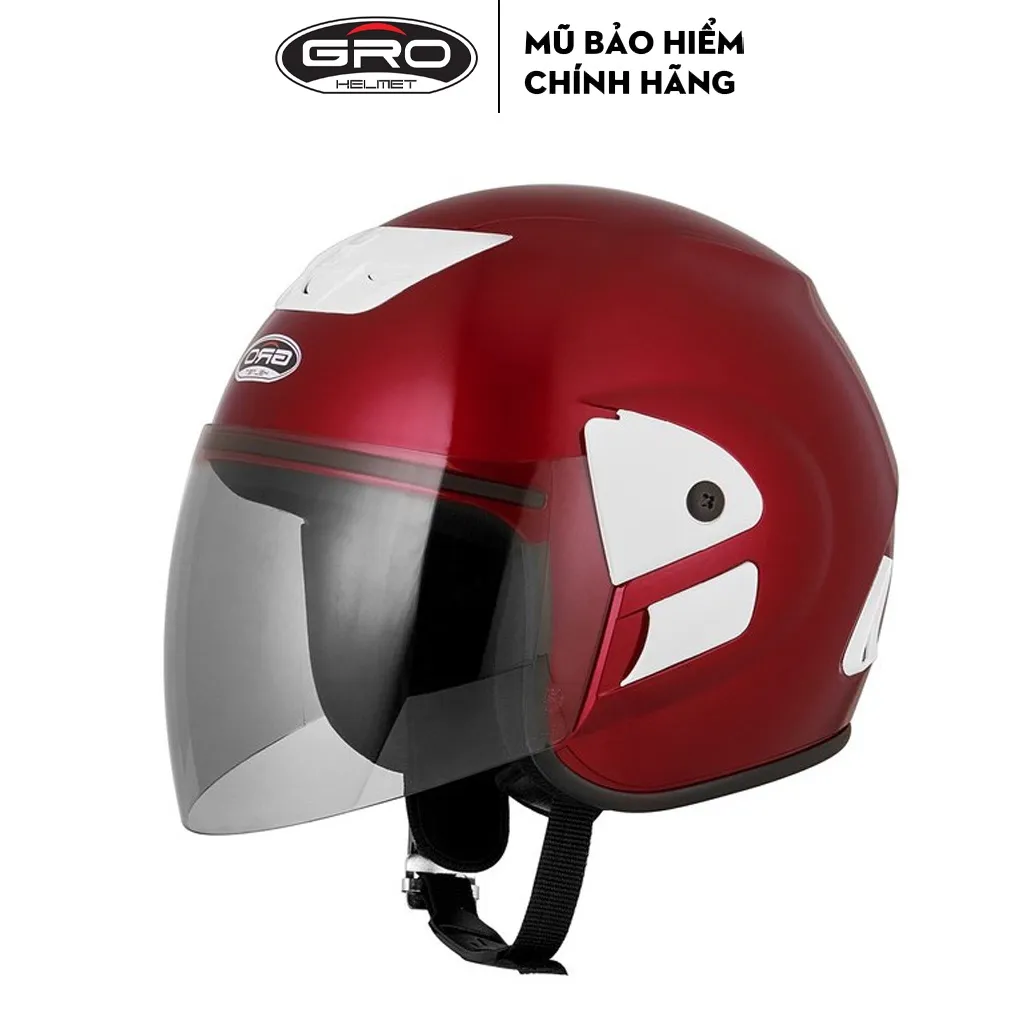 Ảnh Mũ bảo hiểm 3/4 có kính GRO HELMET V0 phong cách, màu sắc trẻ trung cho cả nam nữ, Freesize 55-59cm 2