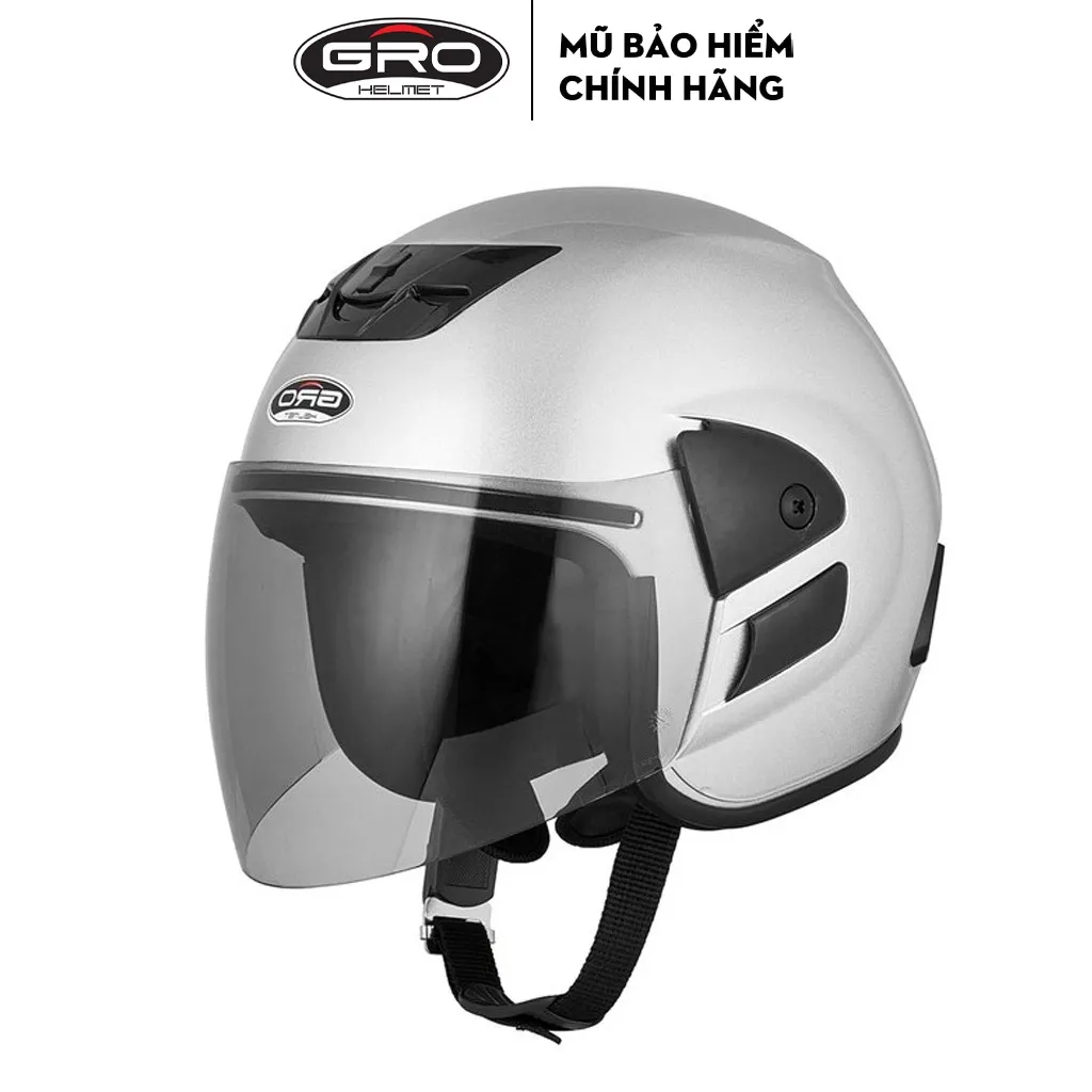 Ảnh Mũ bảo hiểm 3/4 có kính GRO HELMET V0 phong cách, màu sắc trẻ trung cho cả nam nữ, Freesize 55-59cm 3
