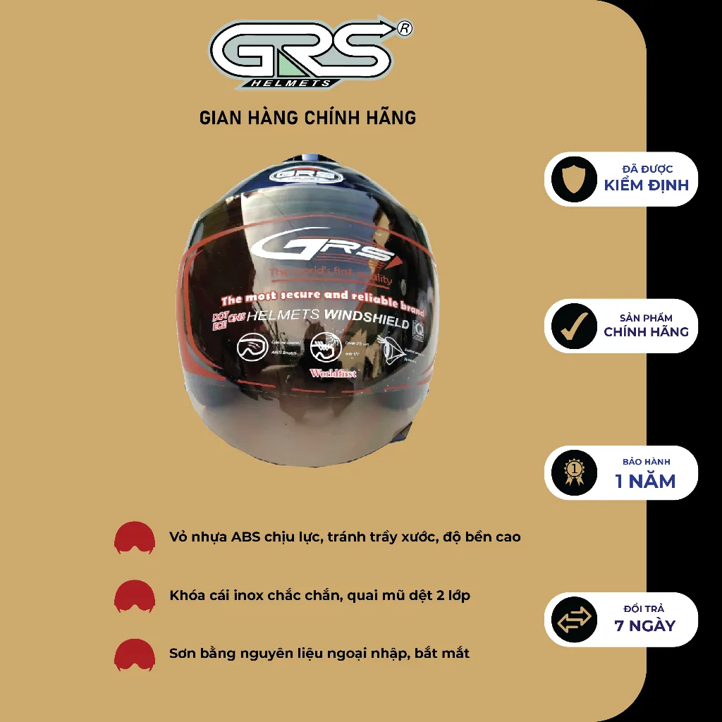 Ảnh Mũ bảo hiểm 3/4 GRS A649K - lựa chọn dành cho người có vòng đầu lớn (nhiều màu) 4