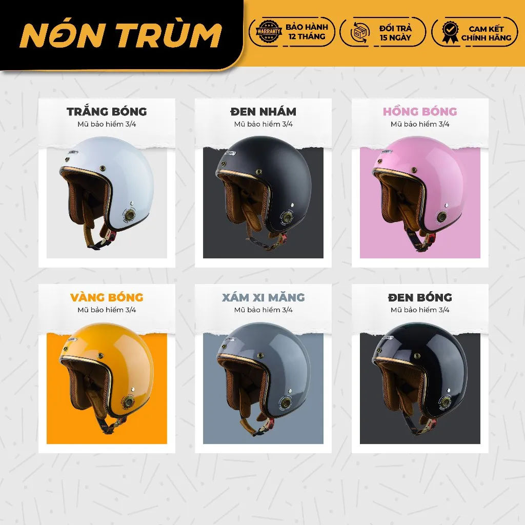 Ảnh Mũ bảo hiểm 3/4 Rona chính hãng đi xe máy cho nam và nữ vòng đầu phù hợp từ 55-58cm 2