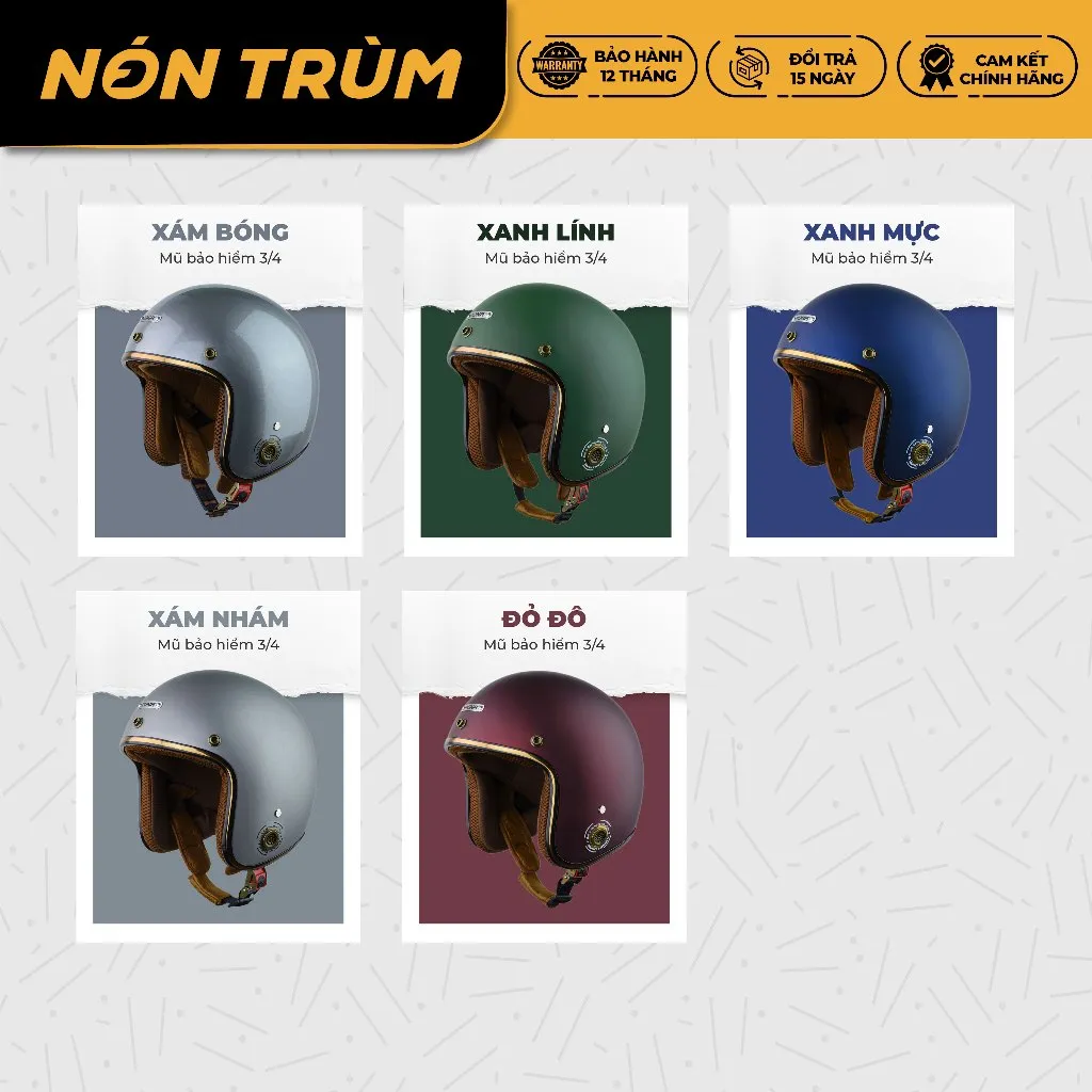 Ảnh Mũ bảo hiểm 3/4 Rona chính hãng đi xe máy cho nam và nữ vòng đầu phù hợp từ 55-58cm 3