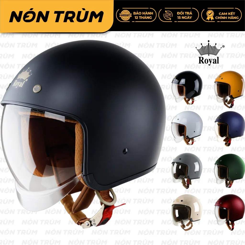 Ảnh Mũ bảo hiểm 3/4 Royal M139 có kính âm chính hãng size M L XL đi xe máy phân phối tại Nón Trùm 1