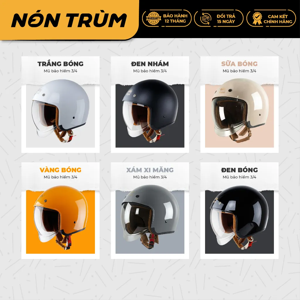 Ảnh Mũ bảo hiểm 3/4 Royal M139 có kính âm chính hãng size M L XL đi xe máy phân phối tại Nón Trùm 2