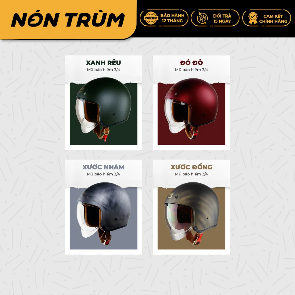 Ảnh Mũ bảo hiểm 3/4 Royal M139 có kính âm chính hãng size M L XL đi xe máy phân phối tại Nón Trùm 3