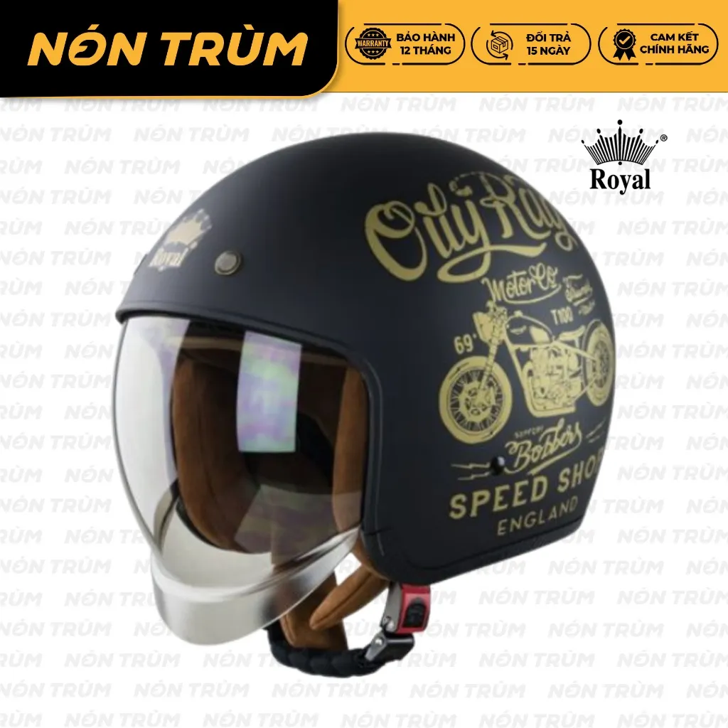 Ảnh Mũ bảo hiểm 3/4 Royal M139 kính âm V5 đen 1