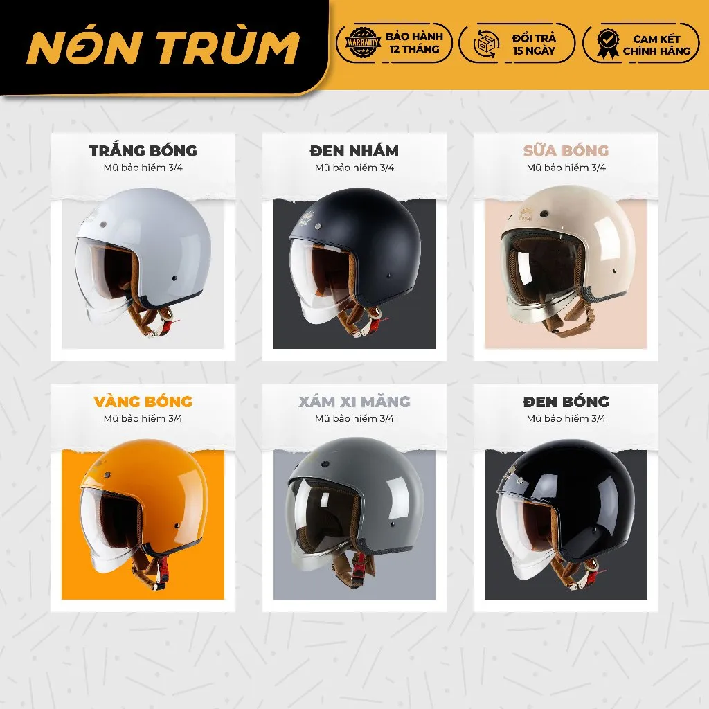 Ảnh Mũ bảo hiểm 3/4 Royal M139 kính âm chính hãng cho nam và nữ đi xe máy bảo hành 12 tháng 3