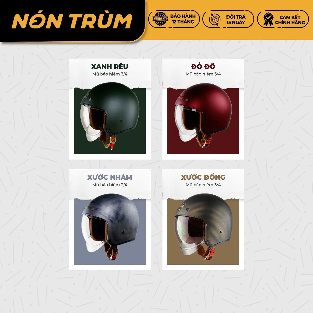 Ảnh Mũ bảo hiểm 3/4 Royal m139 kính âm size M L XL cho nam và nữ đi xe máy chính hãng tại Nón Trùm 4
