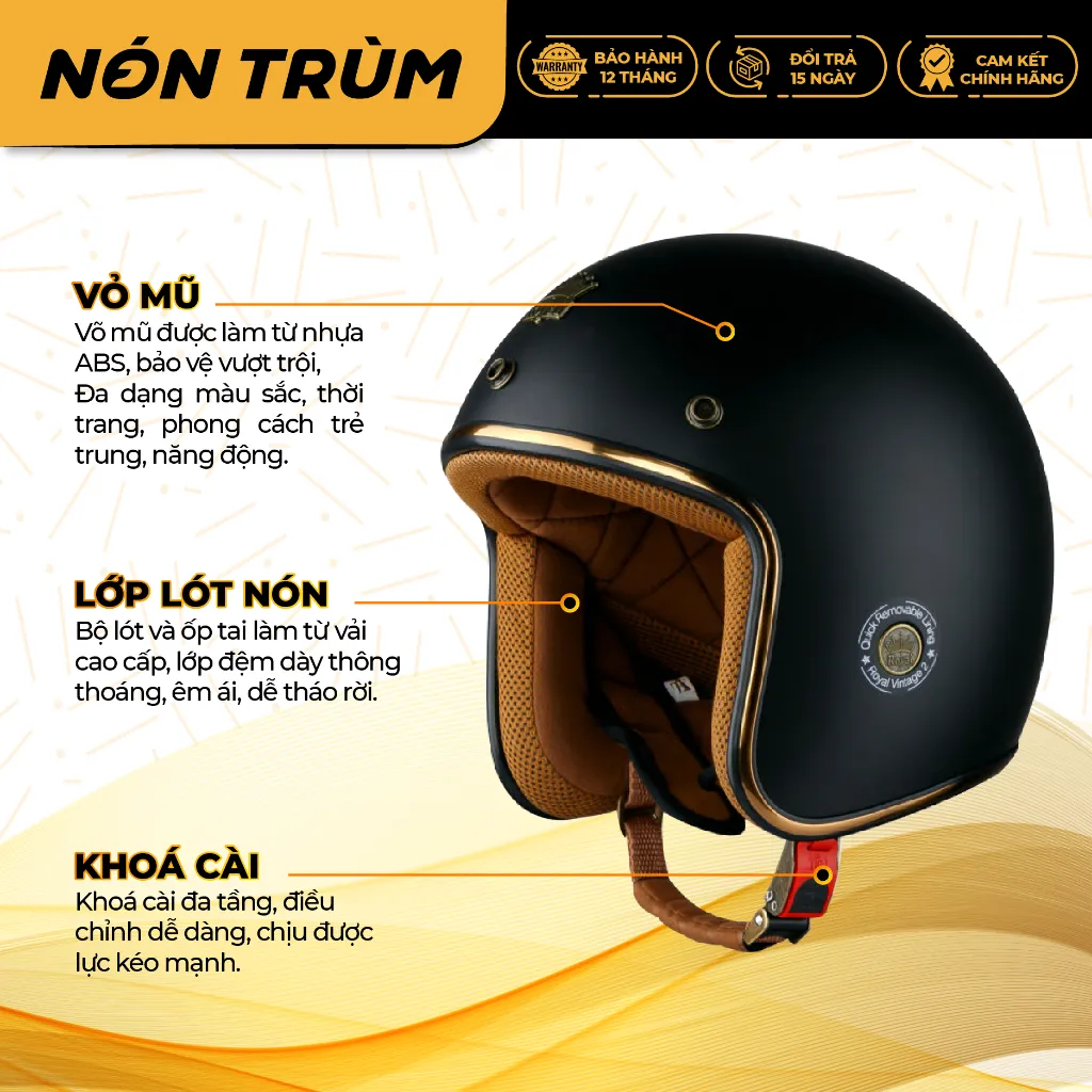 Ảnh Mũ bảo hiểm 3/4 Royal M20c chính hãng đi xe máy size m l xl cho nam và nữ bảo hành 12 tháng 4