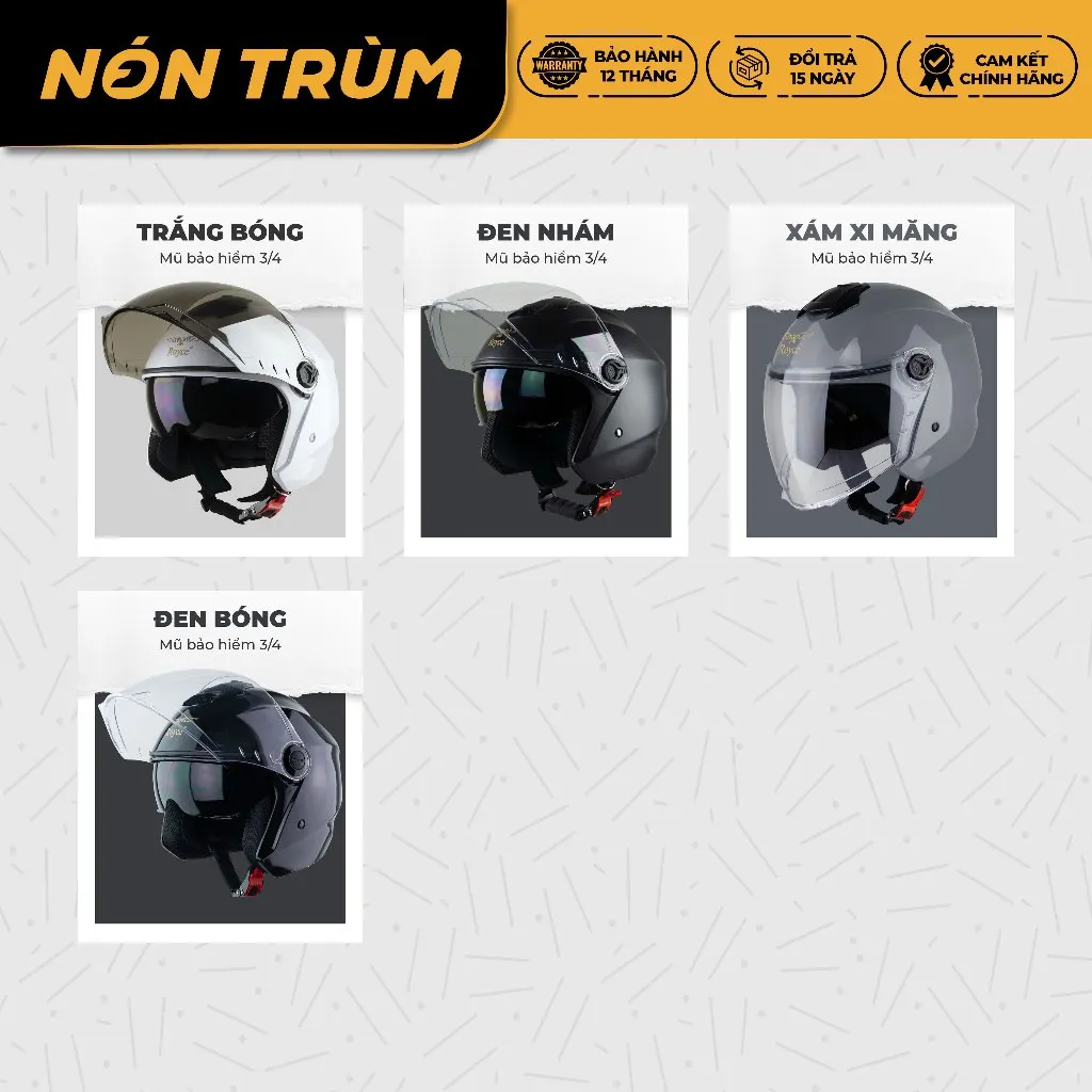 Ảnh Mũ bảo hiểm 3/4 Royce Xh01 có 2 kính chính hãng cho nam nữ đi xe máy bảo hành 12 tháng 2