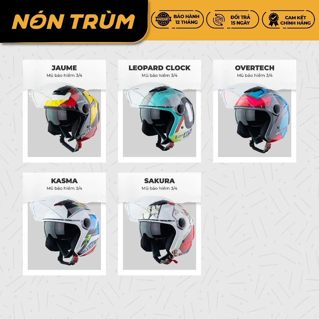 Ảnh Mũ bảo hiểm 3/4 Royce Xh01 có 2 kính chính hãng cho nam nữ đi xe máy bảo hành 12 tháng 3