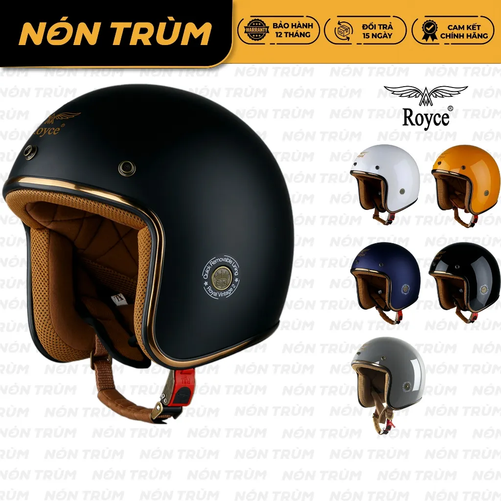 Ảnh Mũ bảo hiểm 3/4 Royce Xh15 có lớp lót tháo lắp dễ dàng đi xe máy cho nam và nữ tại Nón Trùm 1