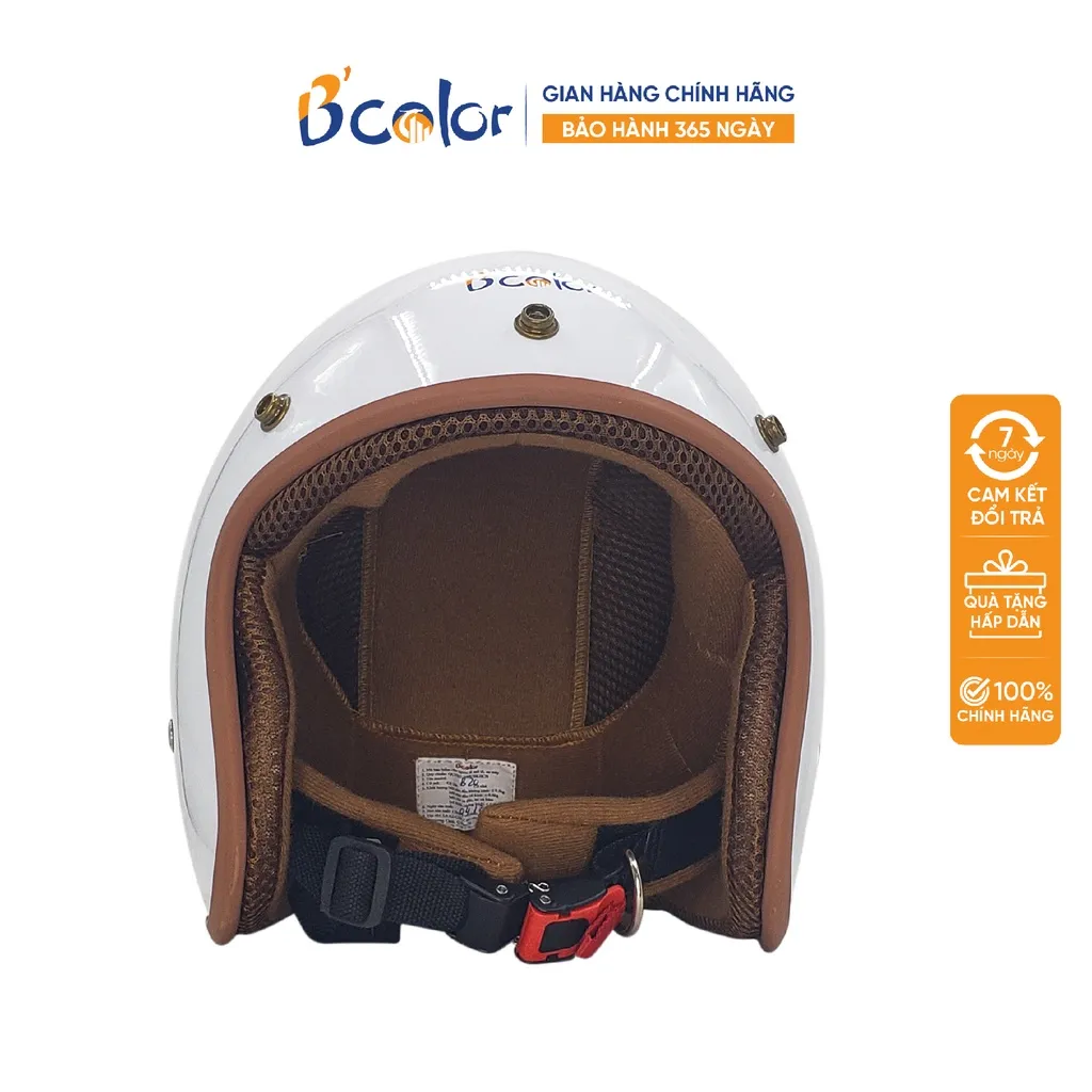Ảnh Mũ Bảo Hiểm B'color Loại 3/4 Màu Trắng An Toàn, Phong Cách Chính Hãng 4