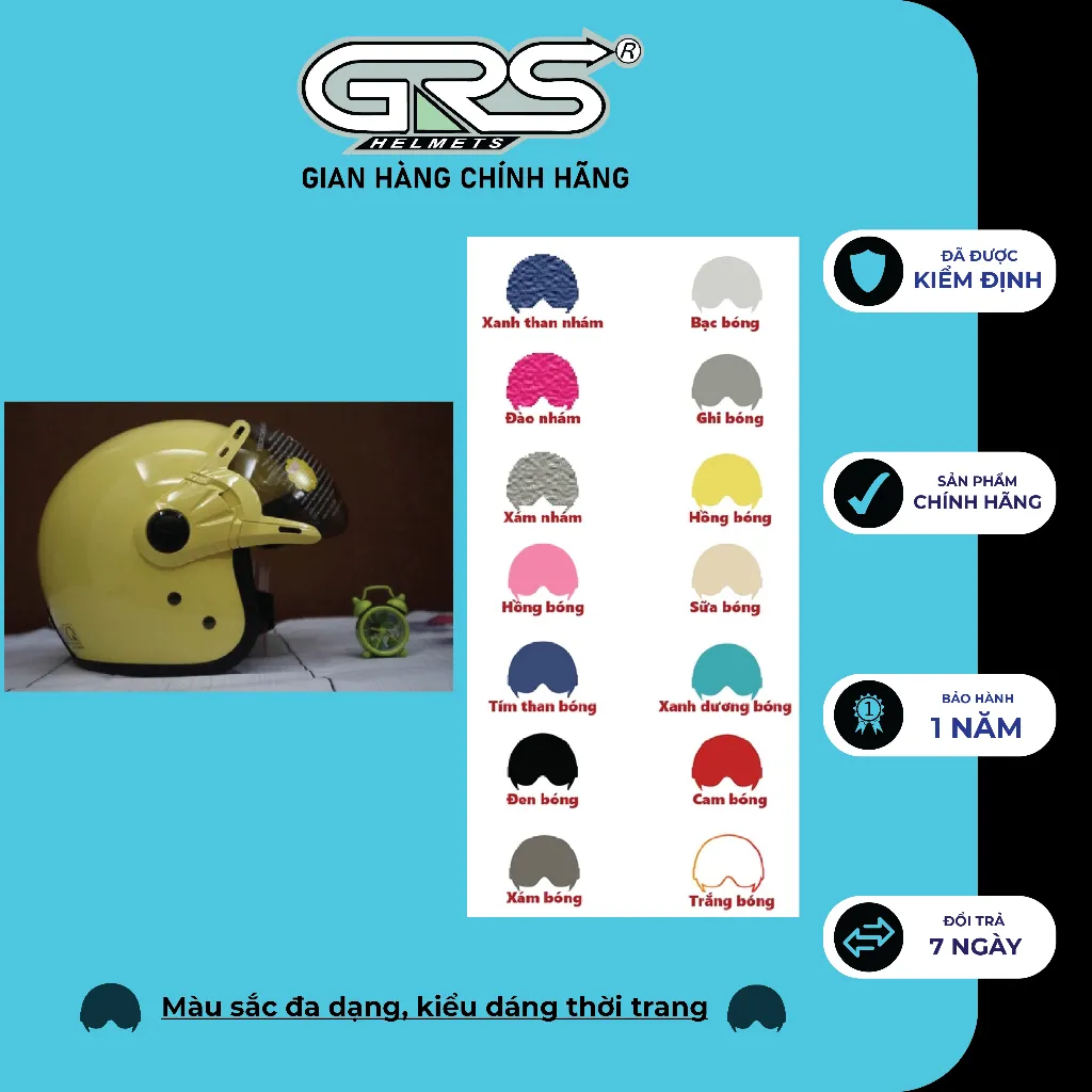Ảnh Mũ bảo hiểm chính hãng GRS A368K – kèm kính 1