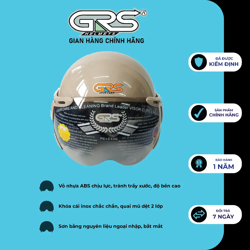 Ảnh Mũ bảo hiểm chính hãng GRS A368K – kèm kính 3