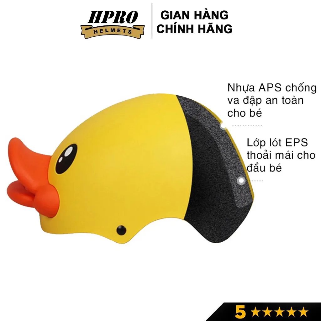 Ảnh Mũ bảo hiểm cho bé Hpro helmet, kiểu dáng con vịt vàng đáng yêu, siêu cute, cho trẻ em từ 2 đến 6 tuổi 2