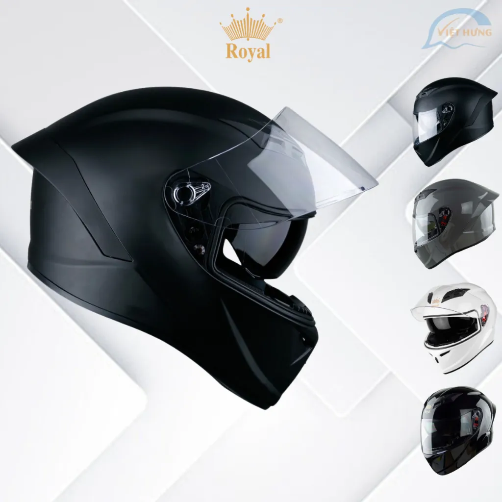 Ảnh Mũ Bảo Hiểm Fullface 2 Kính Royal M266 - Hàng Chính Hãng - Bảo Hành 12 Tháng - Có màu Đen - Trắng bóng - Xám xi măng 1