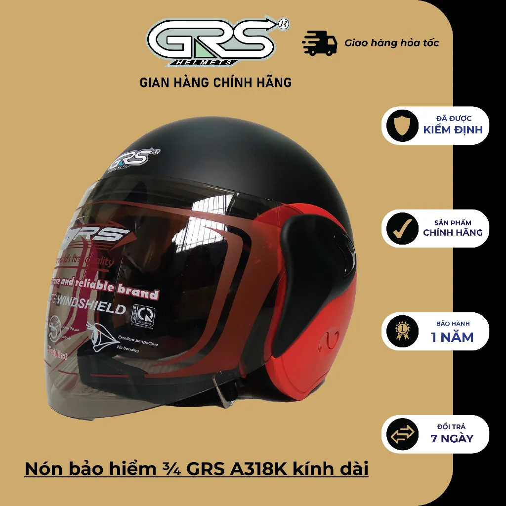 Ảnh Mũ bảo hiểm ¾ GRS A318K - nhiều màu 1