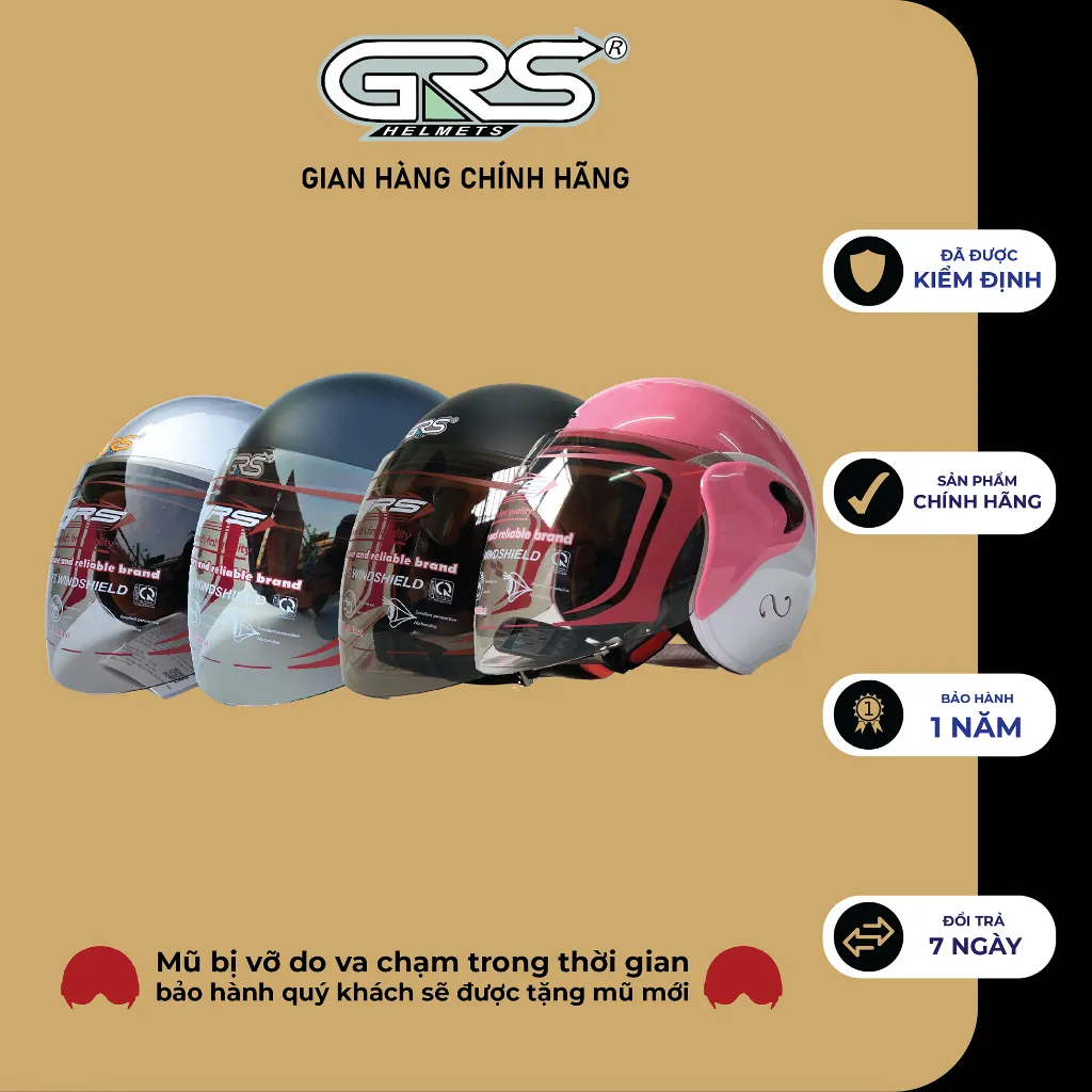 Ảnh Mũ bảo hiểm ¾ GRS A318K - nhiều màu 4