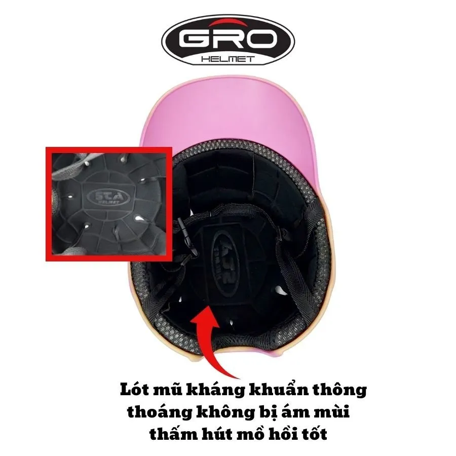 Ảnh Mũ bảo hiểm lưỡi trai GRO t68 thời trang cao cấp,Nón bảo hiểm kết chắn nắng cho cả nam nữ hàng chính hãng có tem 3