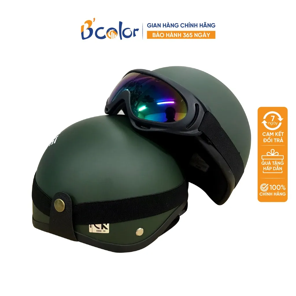Ảnh Mũ Bảo Hiểm Màu Xanh Rêu Nhám Hàng Chính Hãng B'color 3