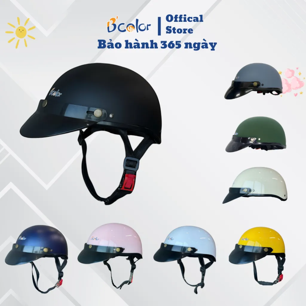 Ảnh Mũ Bảo Hiểm Nhiều Màu Loại Nửa Đầu Kèm Lười Trai B'COLOR 1