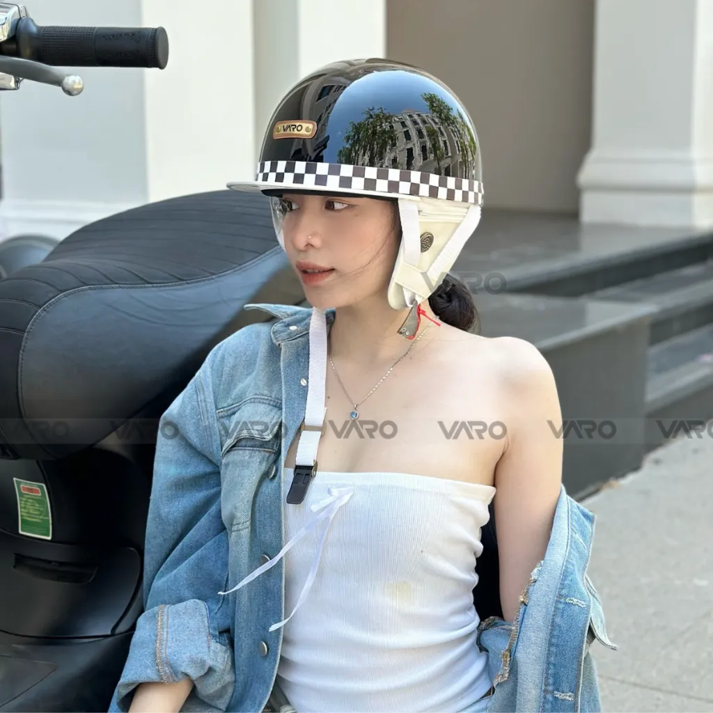 Ảnh Mũ bảo hiểm nửa đầu Bosozoku Japan Style nửa đầu vintage - Mũ bảo hiểm harley có ốp da kiểu Nhật Bản 2