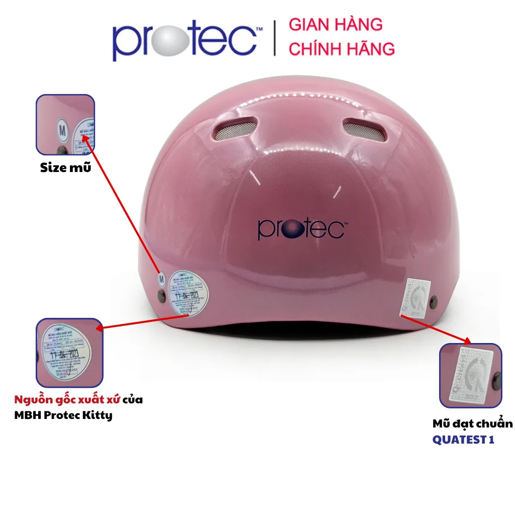 Ảnh Mũ bảo hiểm nửa đầu cho bé Protec Kitty đơn màu, an toàn, gọn nhẹ, nhiều màu sắc và thoáng khí 3