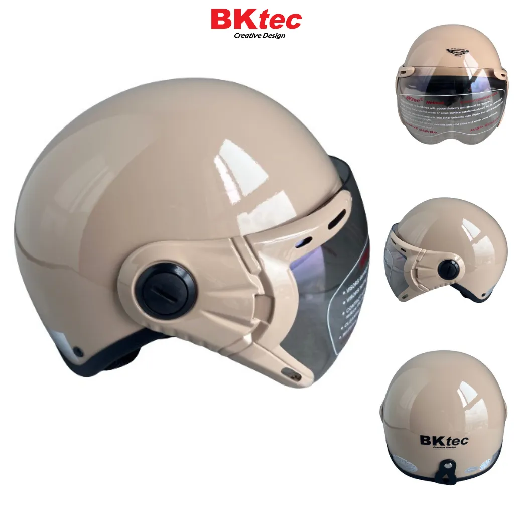 Ảnh Mũ bảo hiểm nửa đầu có kính siêu đẹp - Hàng chính hãng BKtec - BK6K - SJC - Vòng đầu 56-58cm - Bảo Hành 12 tháng 1