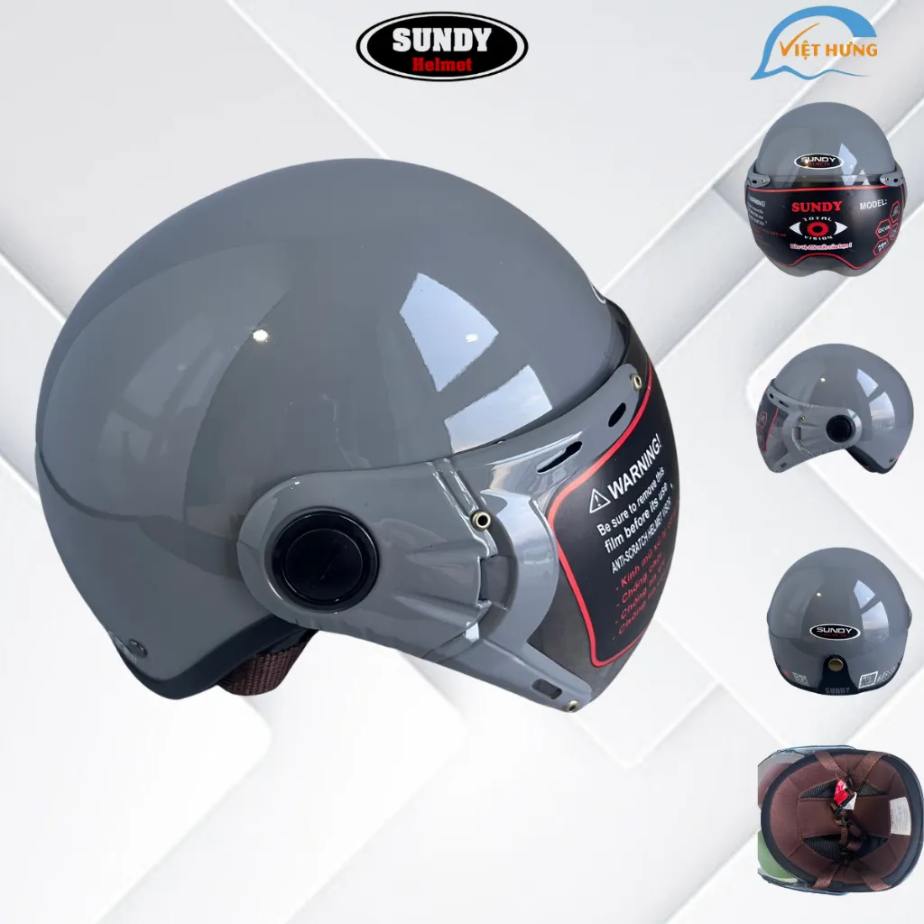 Ảnh Mũ bảo hiểm nửa đầu có kính chống lóa Sundy Helmet HO-01K hàng chính hãng bảo hành 12 tháng 1
