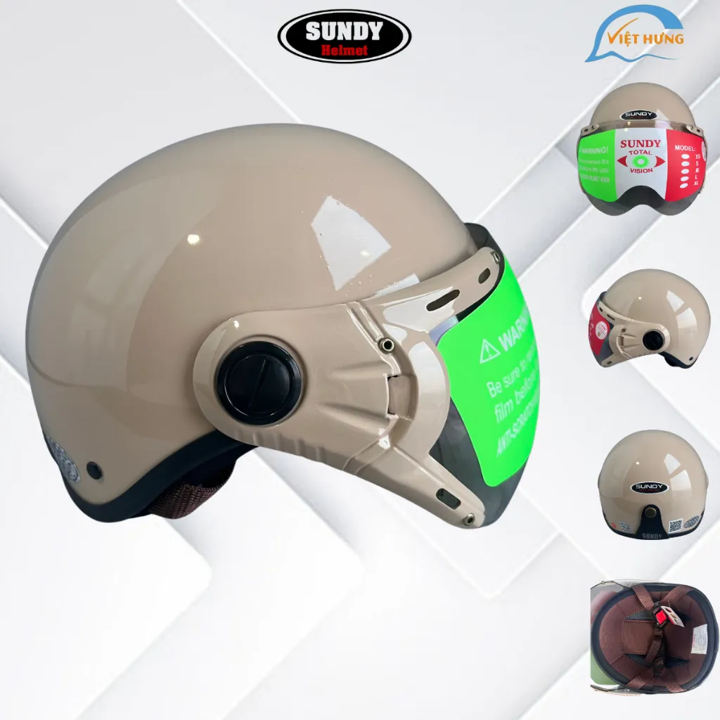 Ảnh Mũ bảo hiểm nửa đầu có kính chống lóa Sundy Helmet HO-01K hàng chính hãng bảo hành 12 tháng 2