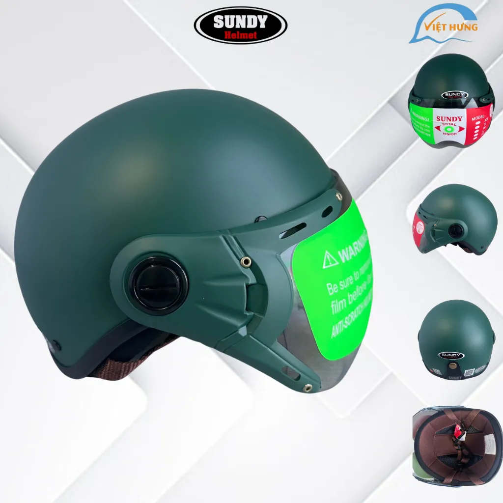 Ảnh Mũ bảo hiểm nửa đầu có kính chống lóa Sundy Helmet HO-01K hàng chính hãng bảo hành 12 tháng 3