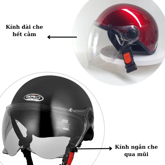 Ảnh Mũ bảo hiểm nửa đầu có kính GRO HELMET chính hãng bảo hành 12 tháng 3