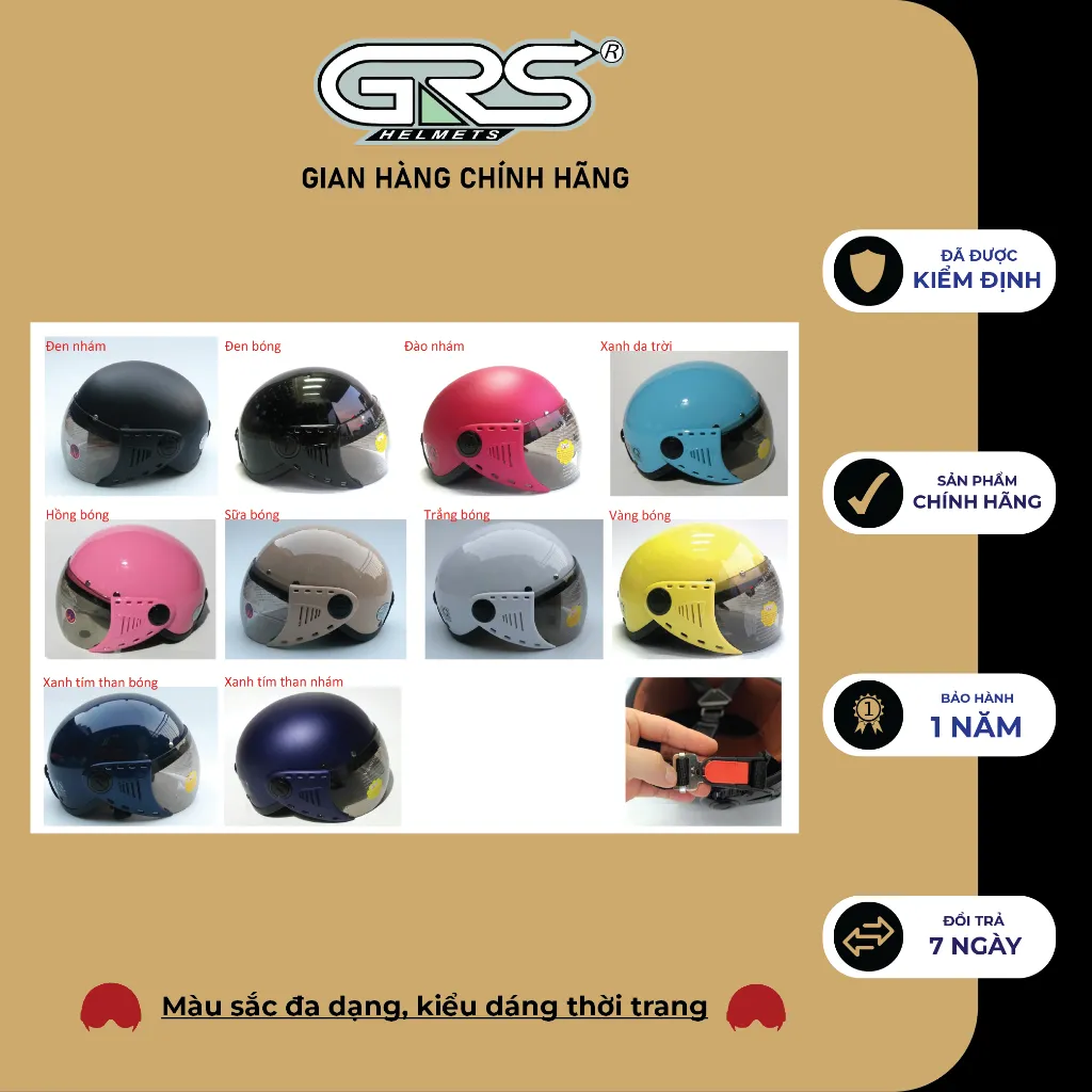 Ảnh Mũ bảo hiểm nửa đâu GRS A08K size nhỏ - dành cho người trưởng thành có vòng đầu nhỏ 2