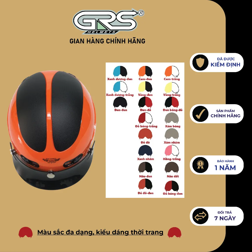 Ảnh Mũ bảo hiểm nửa đầu GRS A102 (nhiều màu) 2
