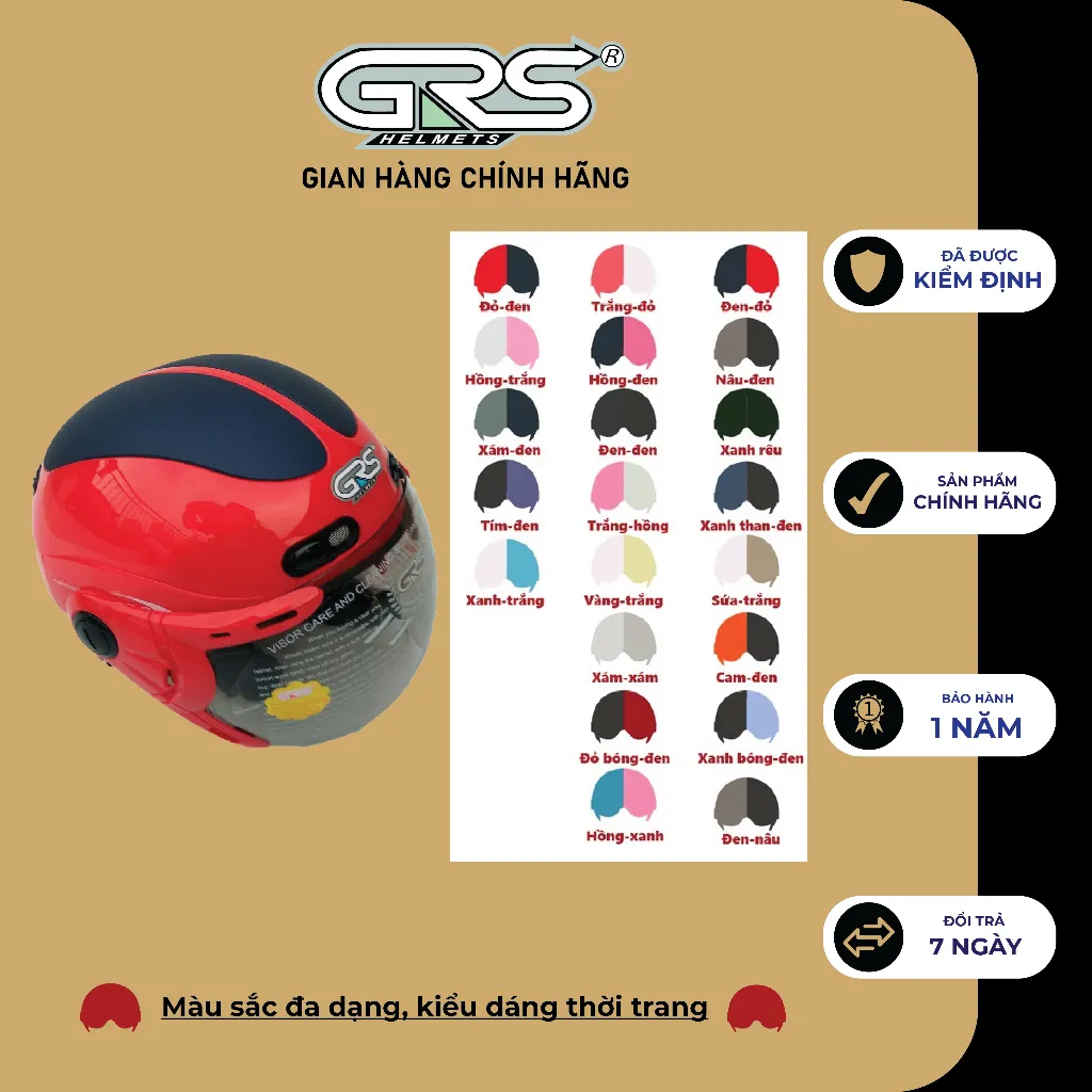 Ảnh Mũ bảo hiểm nửa đầu GRS A102K nhiều màu 2