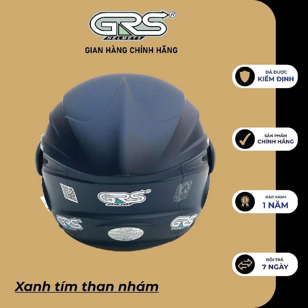 Ảnh Mũ Bảo Hiểm Nửa Đầu GRS A737K (màu xanh tím than nhám) 3