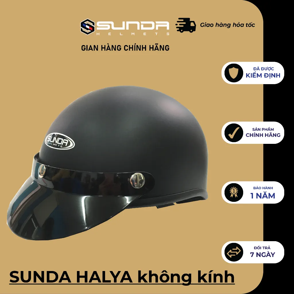 Ảnh Mũ bảo hiểm nửa đầu không kính SUNDA HALYA (nhiều màu) 1