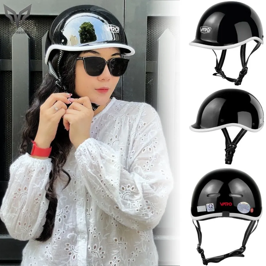 Ảnh Mũ Bảo Hiểm Nửa Đầu Kiểu Nhật Dáng Cá Heo VARO Freesize Cho Vòng Đầu 53-58cm - Chính Hãng 3