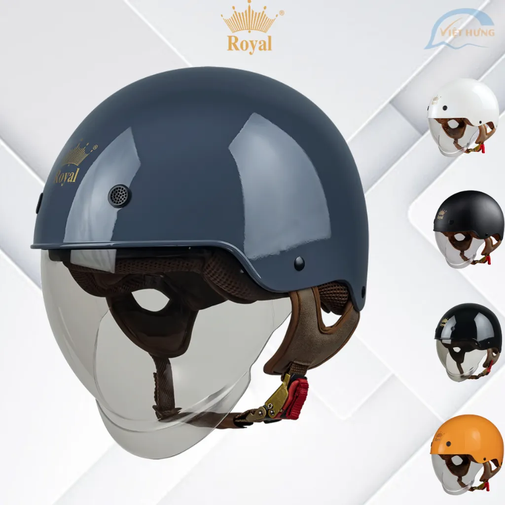Ảnh Mũ Bảo Hiểm Nửa Đầu Kính Âm Royal Helmet M239 Trơn, Nón Bảo Hiểm 1/2 Royal Hàng Chính Hãng Bảo Hành 1 Năm Hợp Nam Nữ 1