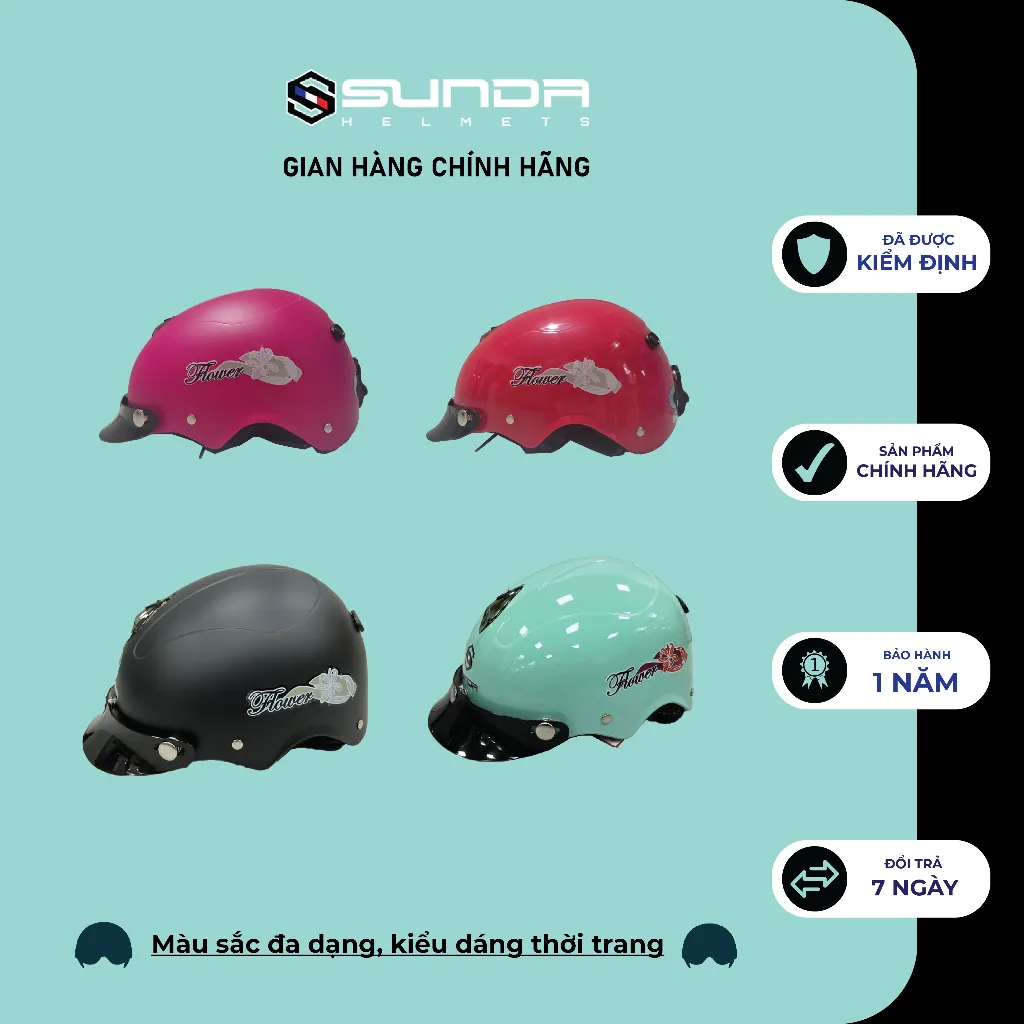 Ảnh Mũ bảo hiểm nửa đầu lưỡi trai SUNDA 108M 1
