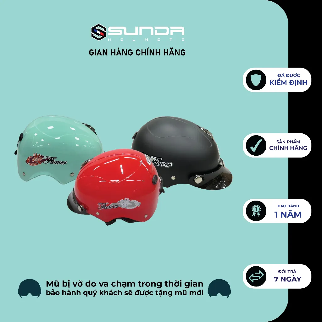 Ảnh Mũ bảo hiểm nửa đầu lưỡi trai SUNDA 108M 3