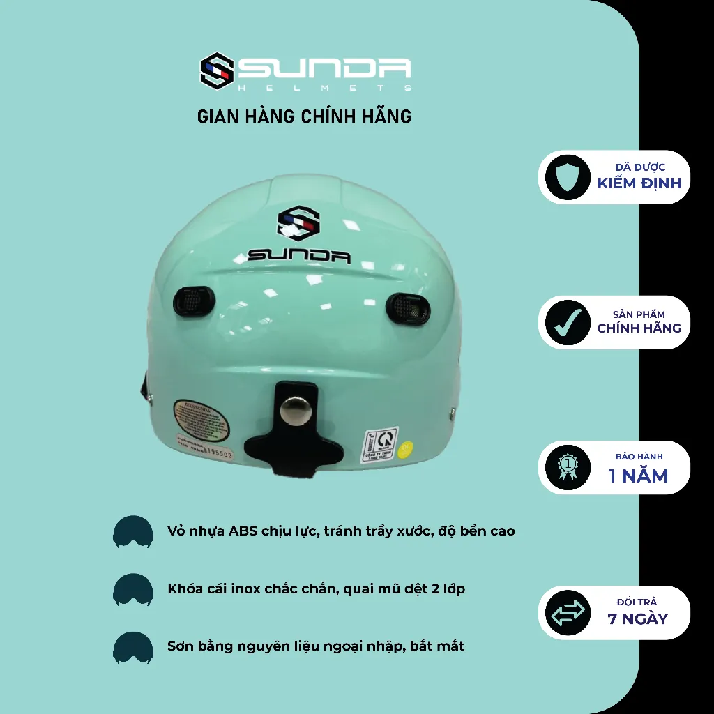 Ảnh Mũ bảo hiểm nửa đầu lưỡi trai SUNDA 108M 4