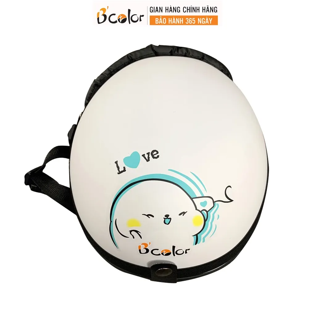 Ảnh Mũ Bảo Hiểm Nửa Đầu Màu Trắng Họa Tiết Kèm Kính Thời Trang Chính Hãng B'COLOR 4