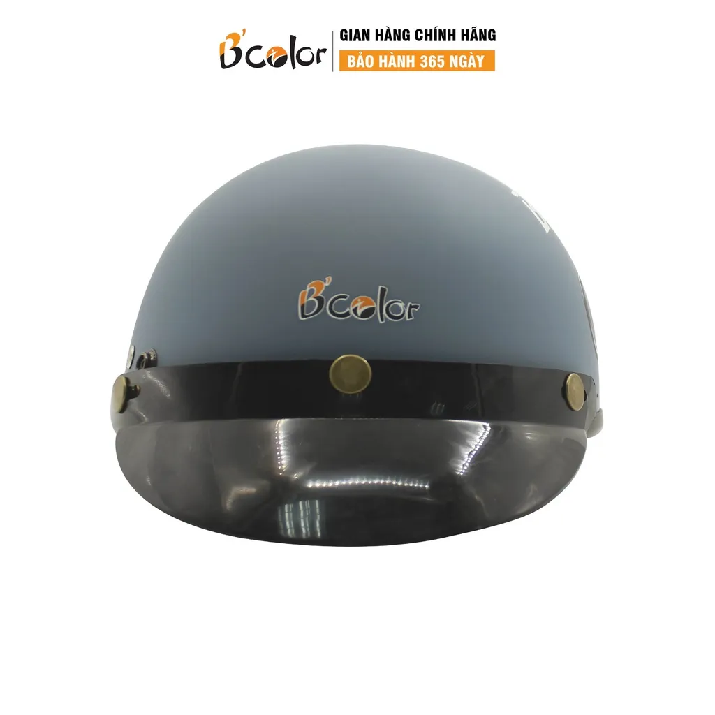 Ảnh Mũ Bảo Hiểm Nửa Đầu Màu Xanh Họa Tiết Hình Xe Máy Kèm Lưỡi Trai Chính Hãng B'COLOR 4