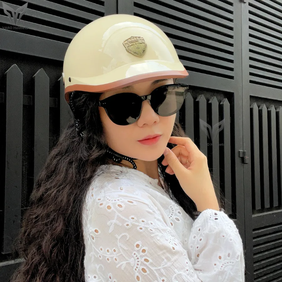 Ảnh Mũ Bảo Hiểm Nửa Đầu Mỏ Liền VARO SHAPE Có Lỗ Thông Gió Phong Cách Nhật Bản Freesize Vòng Đầu 54-59cm 2