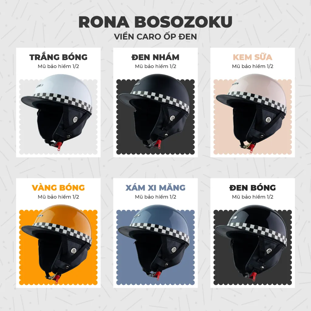 Ảnh Mũ Bảo Hiểm Nửa Đầu Rona Bosozoku Plus Chính Hãng Phong Cách Nhật Bản Vintage Cho Nam Nữ Đi Xe Máy 2