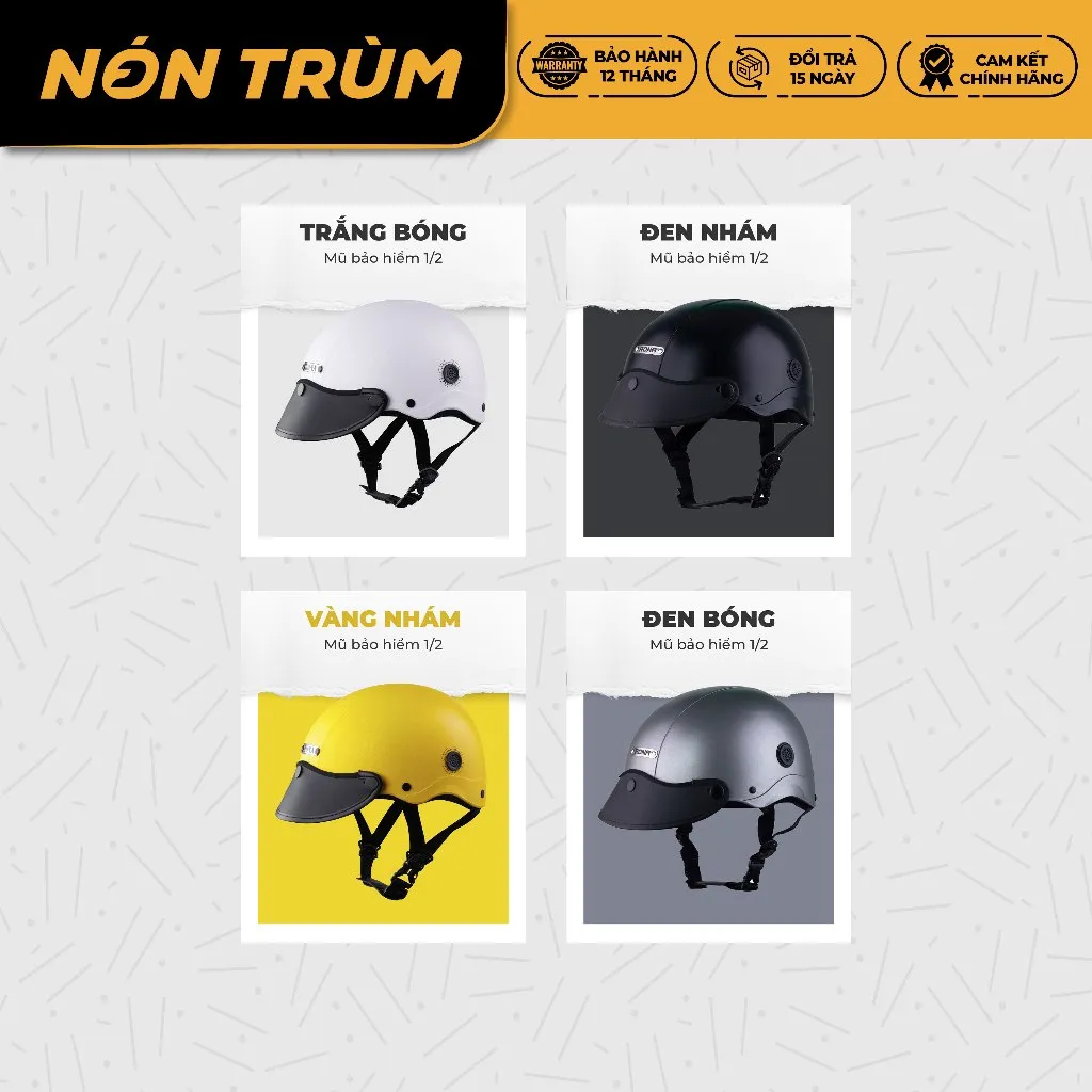 Ảnh Mũ bảo hiểm nửa đầu Rona R5 freesize có thông gió, bảo hành 12 tháng 2