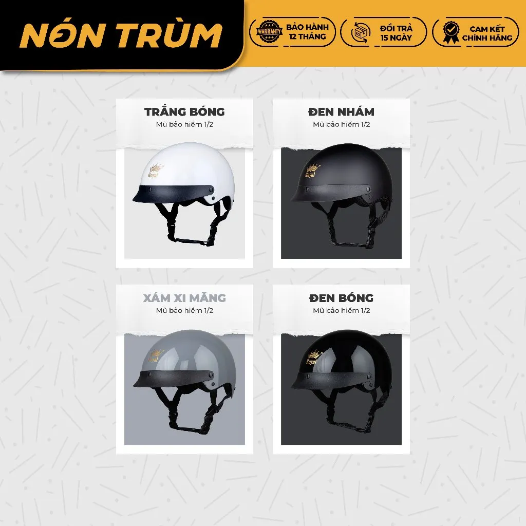 Ảnh Mũ bảo hiểm nửa đầu Royal M162 lưỡi trai size L và XL đi xe máy cho nam và nữ chính hãng 2