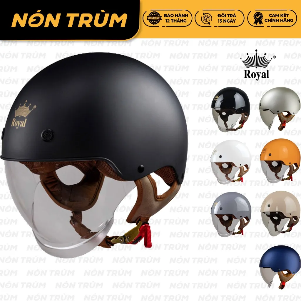 Ảnh Mũ bảo hiểm nửa đầu Royal M239 kính âm che mặt size M L XL XXL cho nam và nữ đi xe máy chính hãng 1