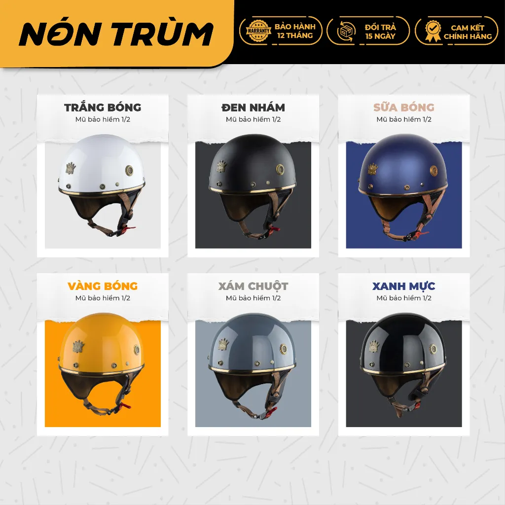 Ảnh Mũ bảo hiểm nửa đầu Royal M379 chính hãng có đệm cổ dành cho nam nữ đi xe máy 2